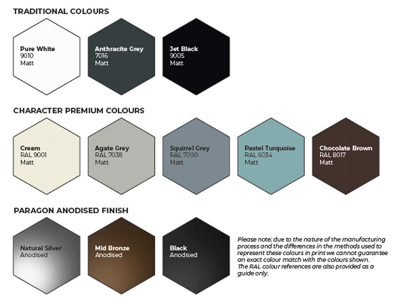 Sheerline colours and finishes
